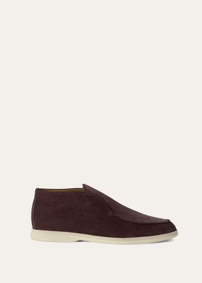 Open Walk Chukka Boots in Suede Black Cherry | Loro Piana