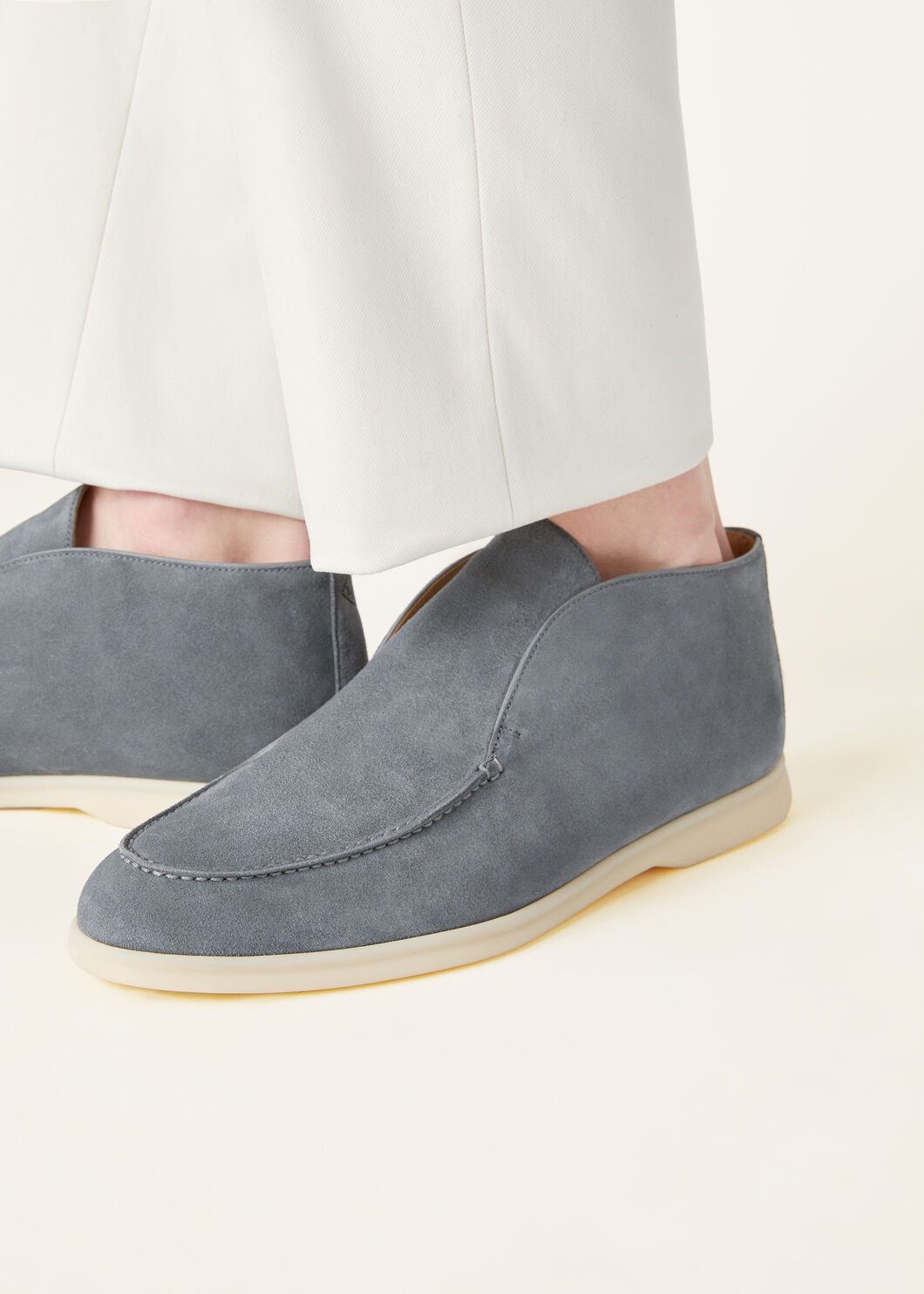 Open Walk Ankle Boot Suede Frozen Blue Loro Piana GB