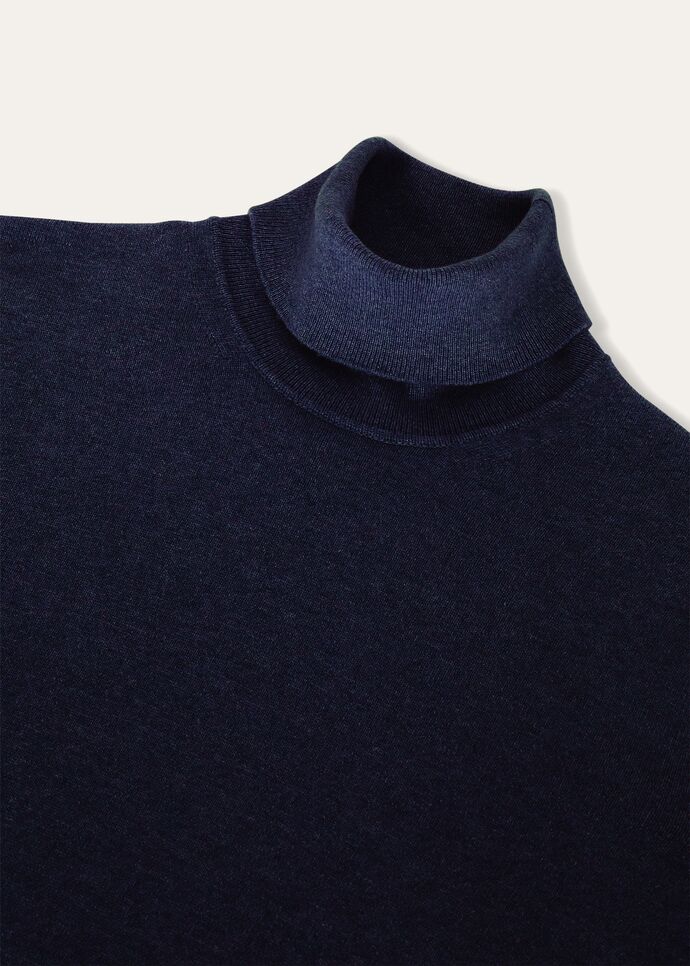 Classic Turtleneck in Baby Cashmere Navy Blue | Loro Piana