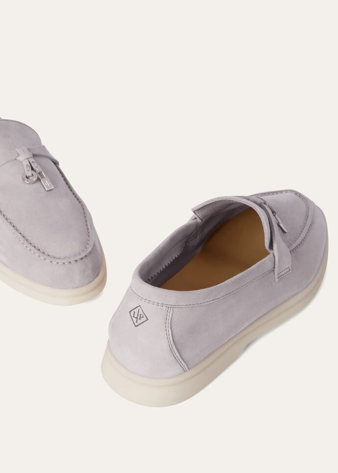 Summer Charms Walk Loafer Suede Pearl Gray | Loro Piana US