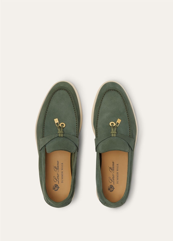 Summer Charms Walk Loafer Suede Green Lagoon | Loro Piana US