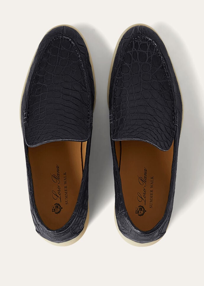 Summer Walk Loafer Caiman Leather Classic Blue | Loro Piana MT