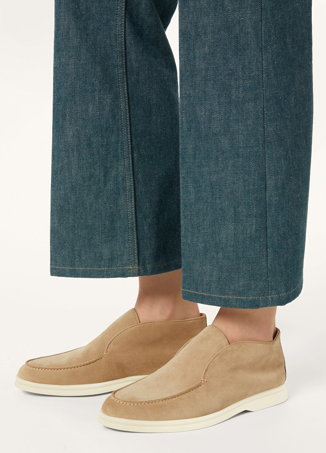 Open Walk Ankle Boot Suede Suede Goatskin Sandstone Loro Piana QA