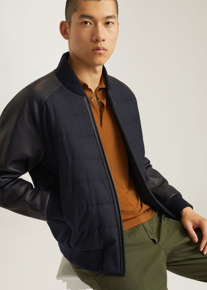 men cotton ribbed blouson