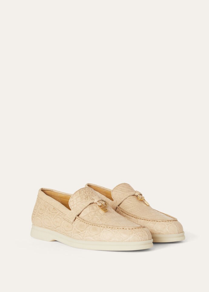 Summer Charms Walk Loafer Caiman Leather Light Mastic | Loro