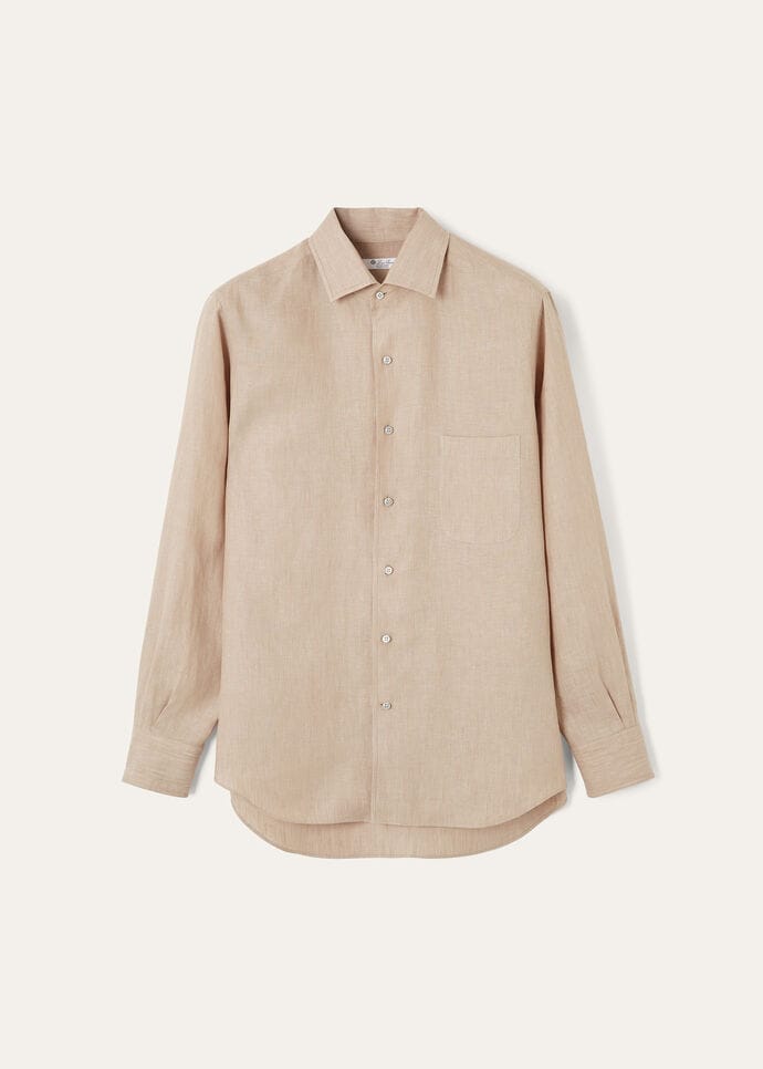 André Shirt Linen Grain Beige | Loro Piana US