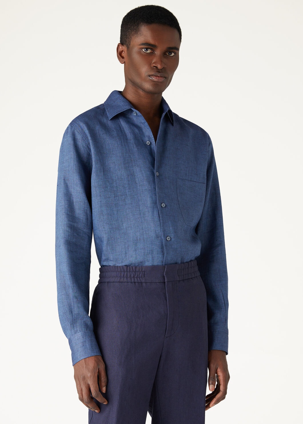 André Shirt Linen Stillwater Blue | Loro Piana IT