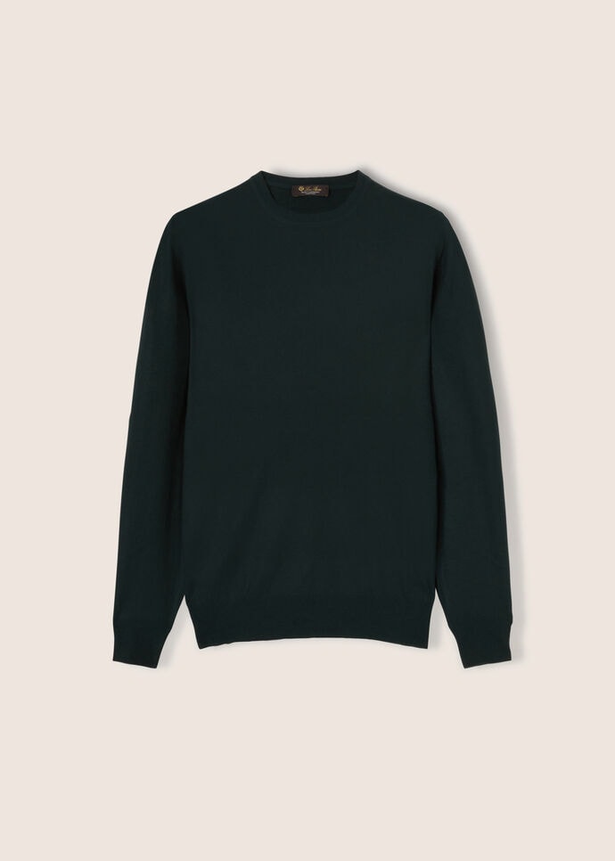 Superlight Crew Neck in Baby Cashmere Dark Green | Loro Piana