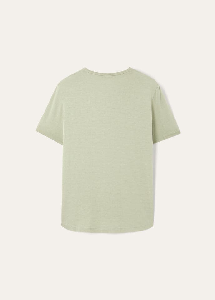 レボ・Tシャツ シルク / コットン グリーンフローライト | ロロ