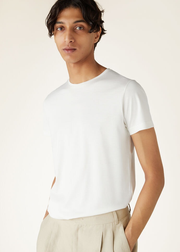 Loro Piana Tシャツ・カットソー 46(XL位) 白x赤(ボーダー)無しネック