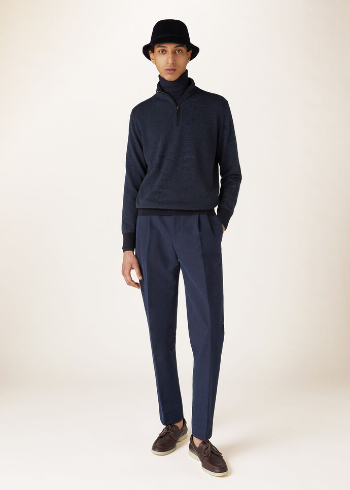 Roadster Mezzocollo Sweater in Cashmere Navy Blue/night Blue