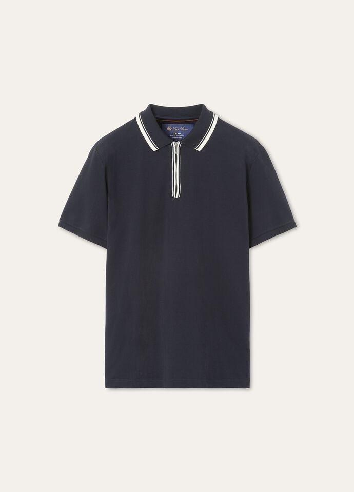 美品 ロロピアーナ Loro Piana POLO REGATTA ポロシャツ Regatta Polo Cotton Navy Blue | Loro Piana US
