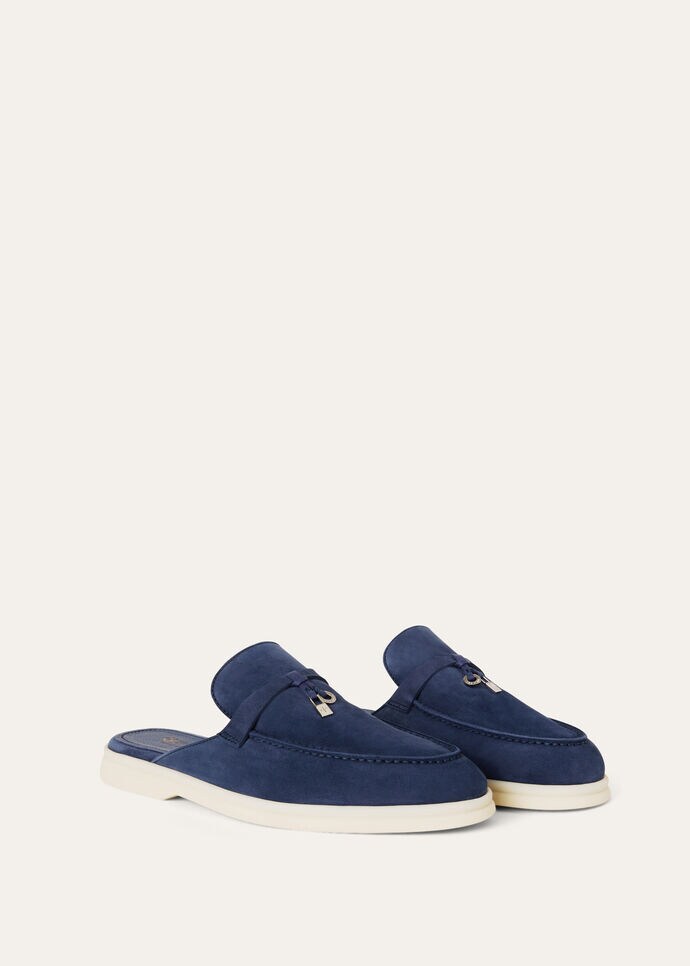Babouche Charms Walk Loafer Suede True Dark Blue | Loro Piana CC