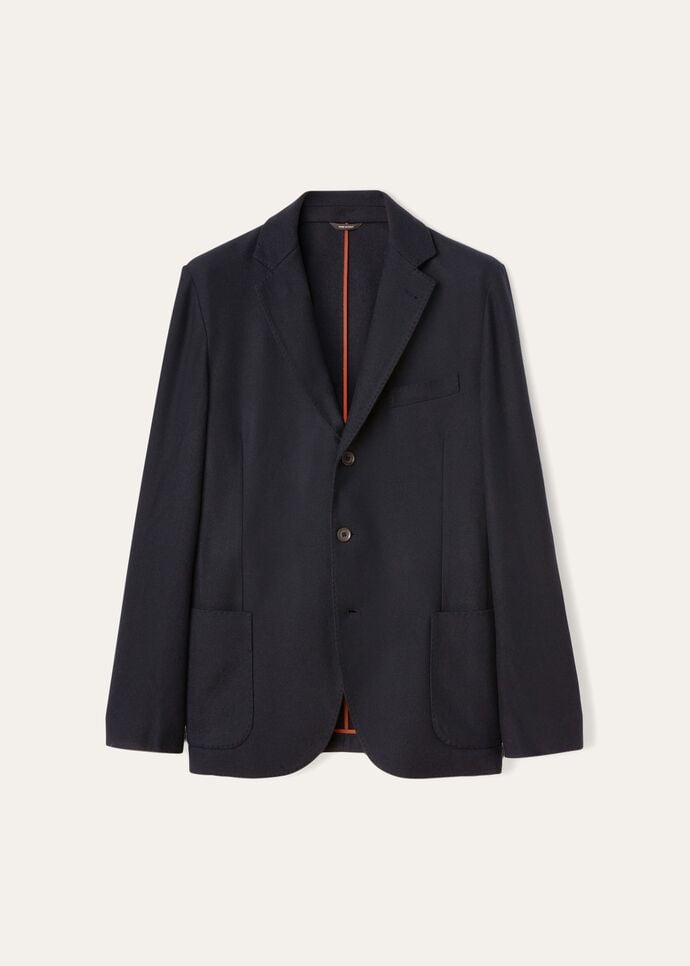 Sweater Jacket in Silk, Cashmere Navy Blue | Loro Piana