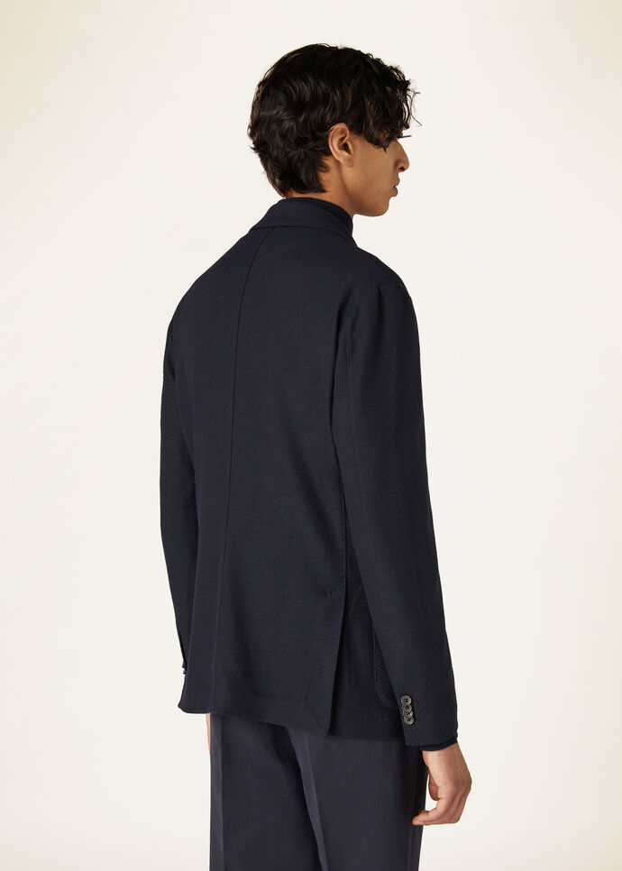 Sweater Jacket in Silk, Cashmere Navy Blue | Loro Piana