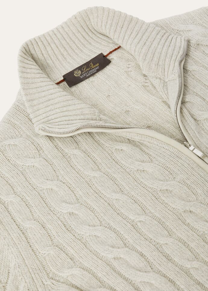 Bomber Baby Cashmere Silver Melange/Natural Melange | Loro Bomber Baby Cashmere Silver Melange/Natural Melange | Loro