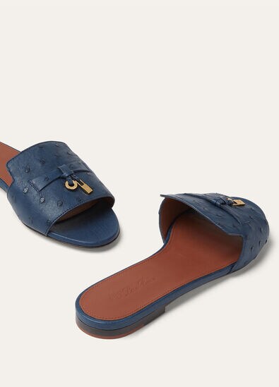 SUMMER CHARMS FLAT MULE OSTRICH