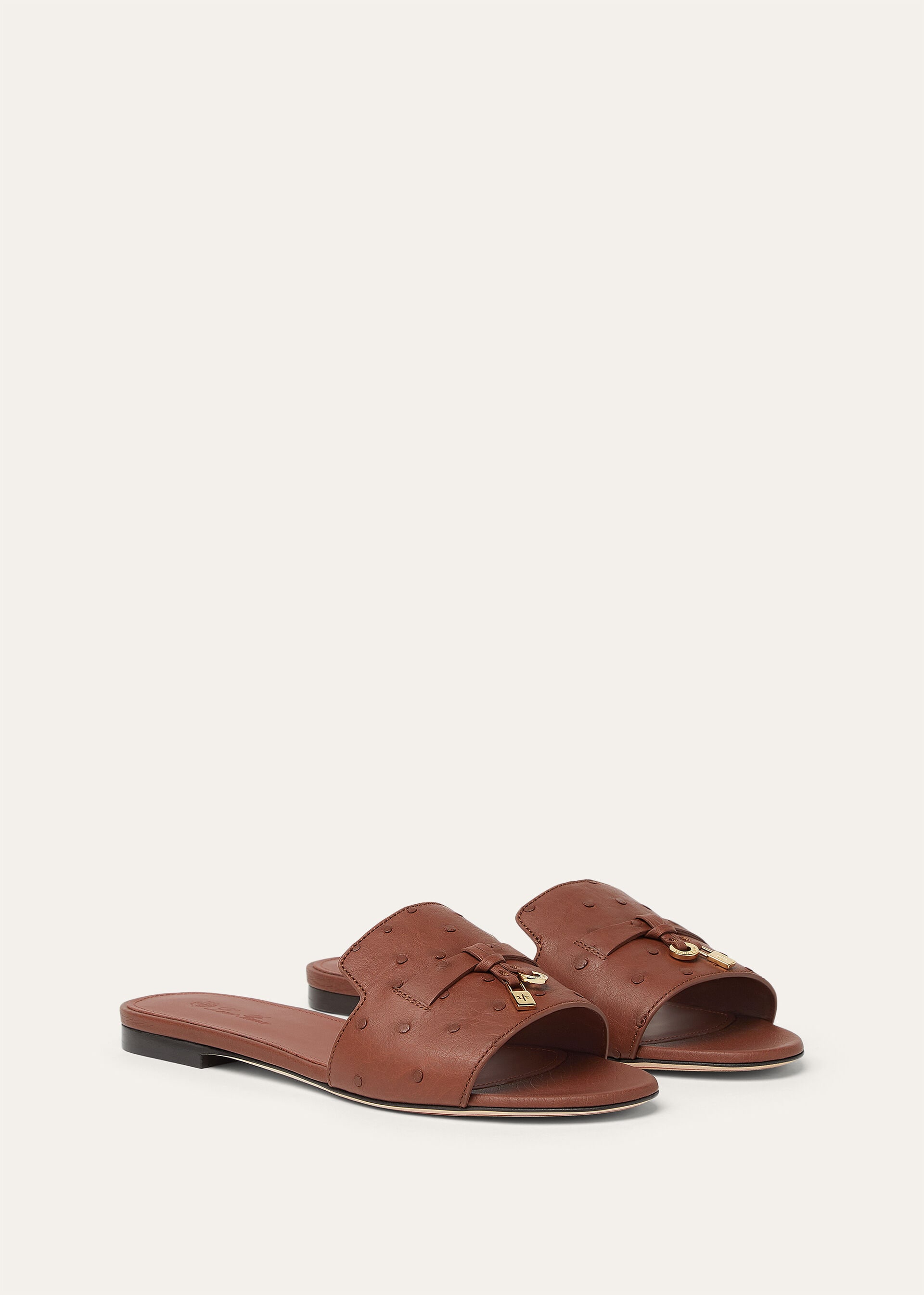 SUMMER CHARMS FLAT MULE OSTRICH