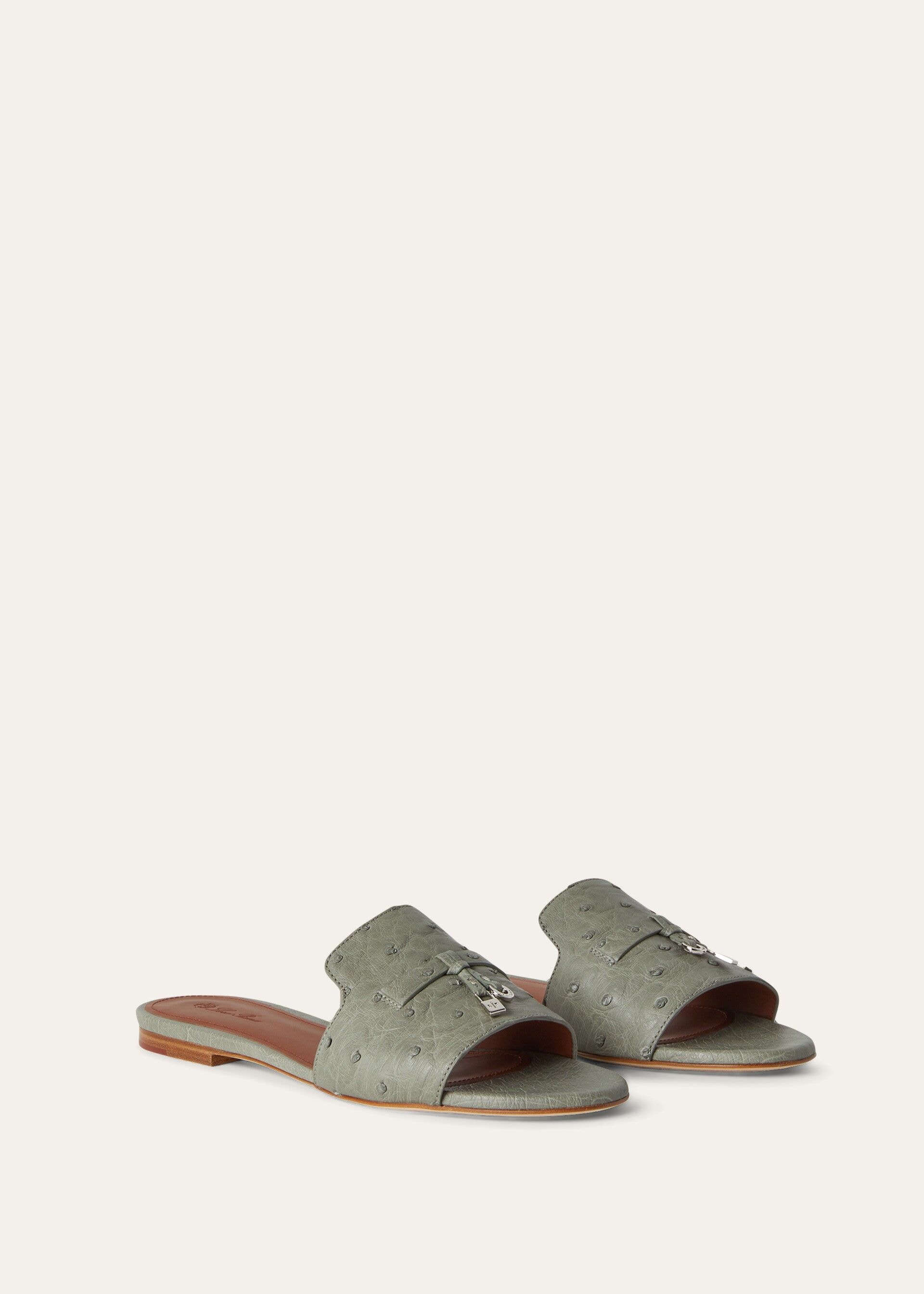 SUMMER CHARMS FLAT MULE OSTRICH