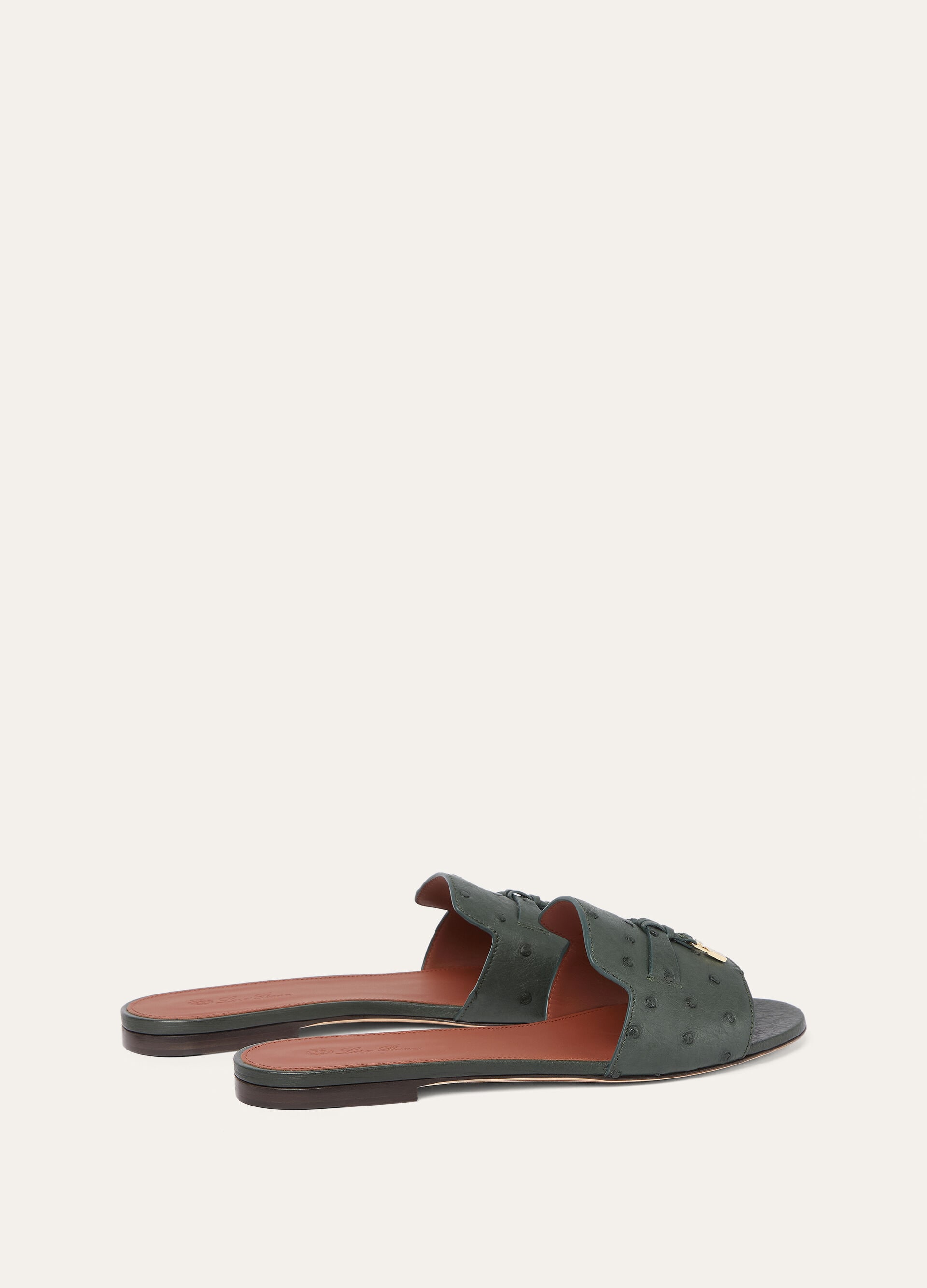 SUMMER CHARMS FLAT MULE OSTRICH