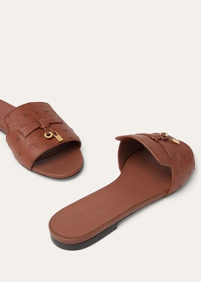 SUMMER CHARMS FLAT MULE OSTRICH