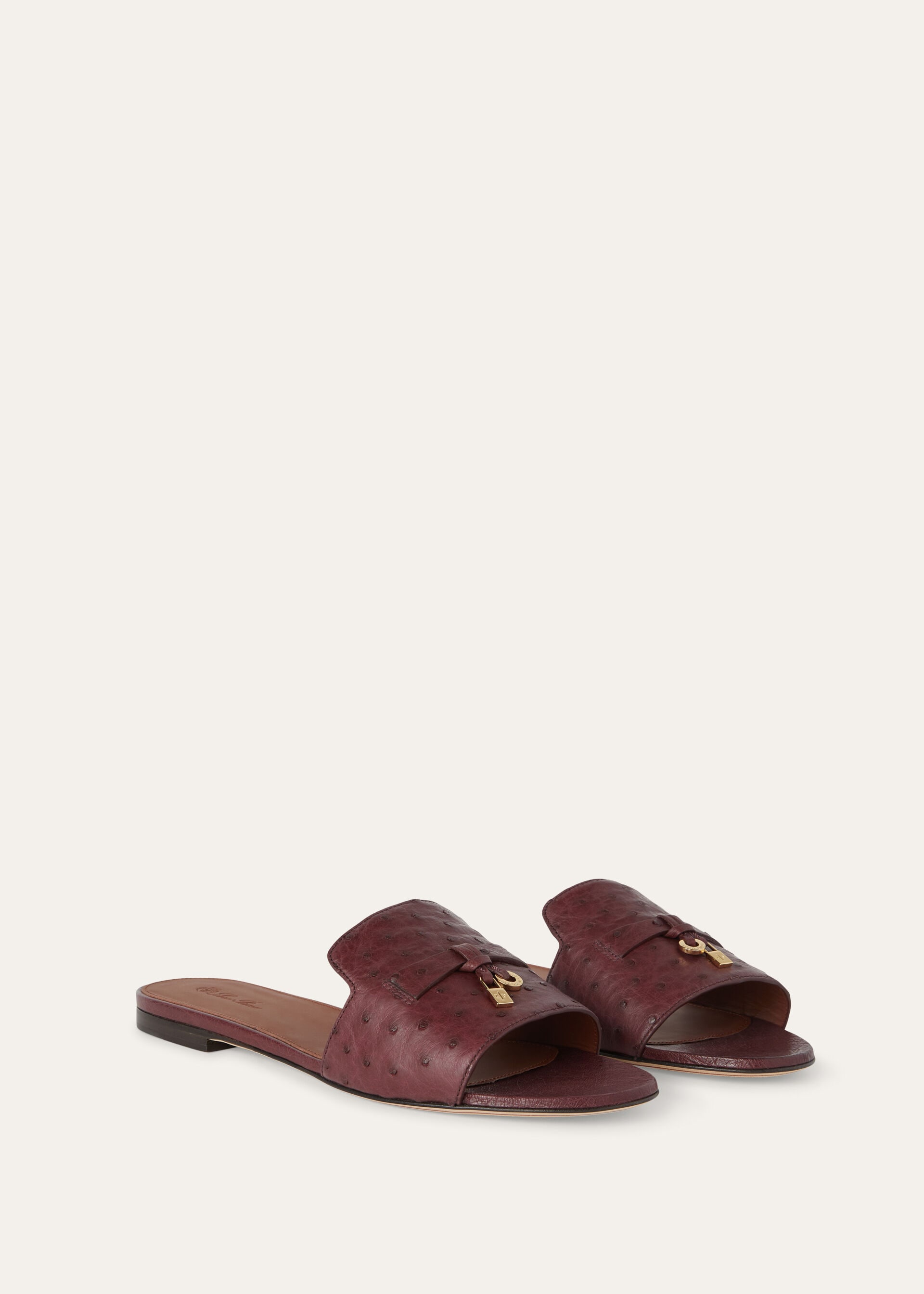 SUMMER CHARMS FLAT MULE OSTRICH