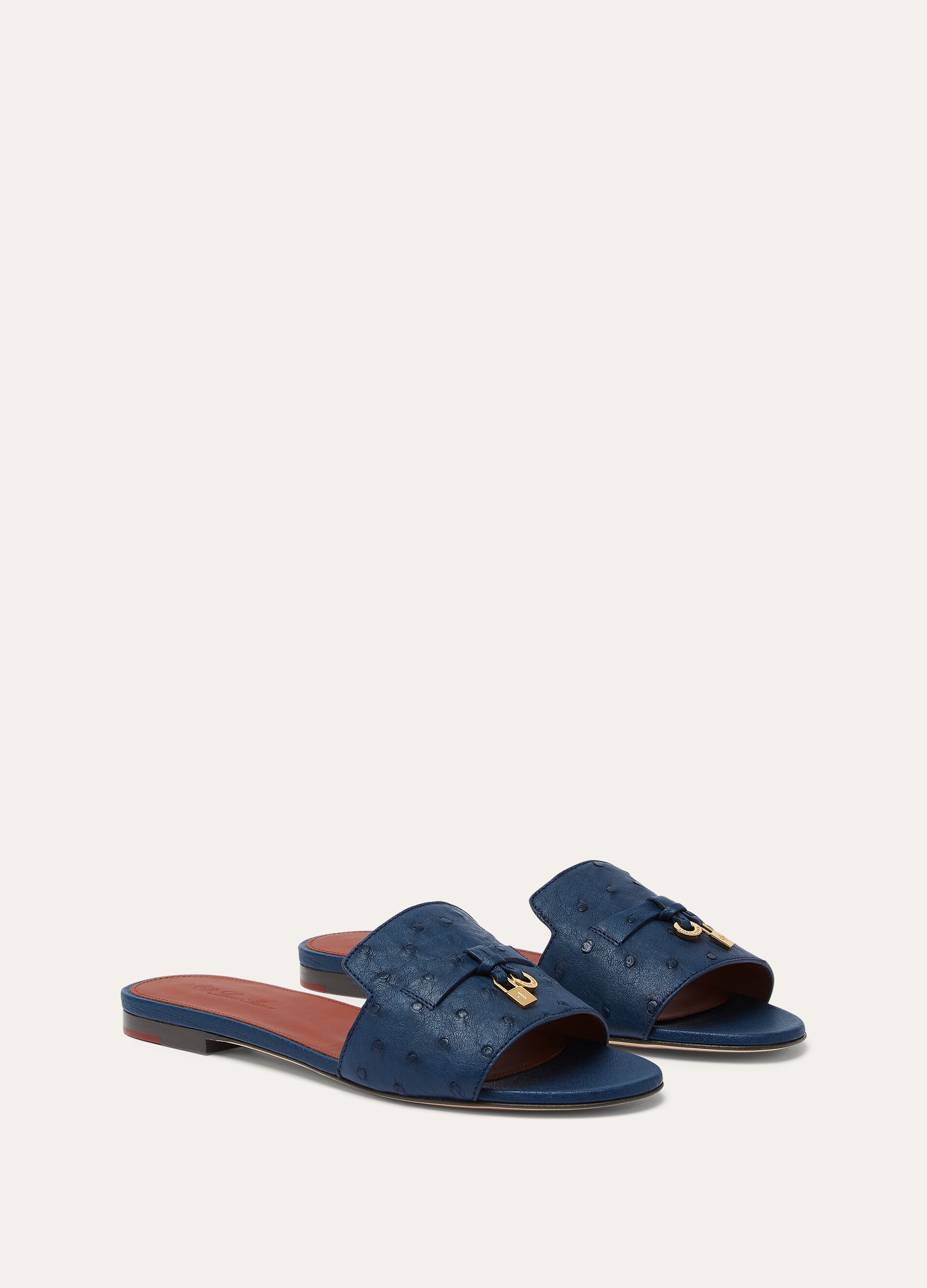SUMMER CHARMS FLAT MULE OSTRICH