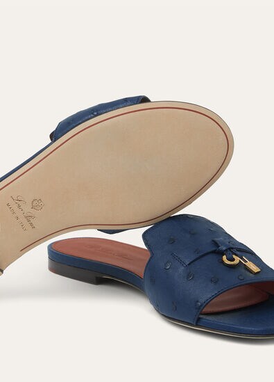 SUMMER CHARMS FLAT MULE OSTRICH