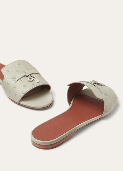 SUMMER CHARMS FLAT MULE OSTRICH
