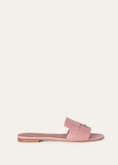 SUMMER CHARMS FLAT MULE OSTRICH