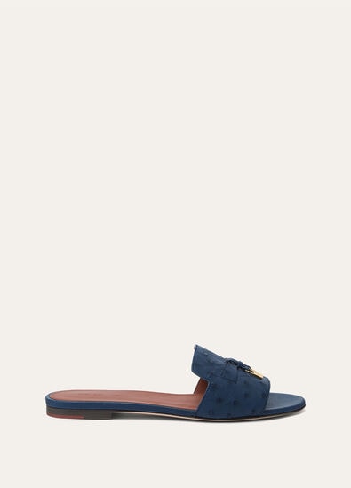 SUMMER CHARMS FLAT MULE OSTRICH