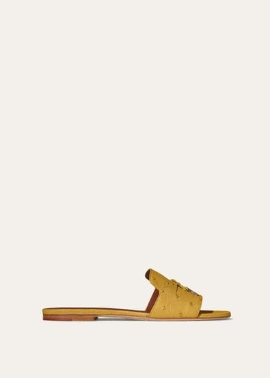 SUMMER CHARMS FLAT MULE OSTRICH