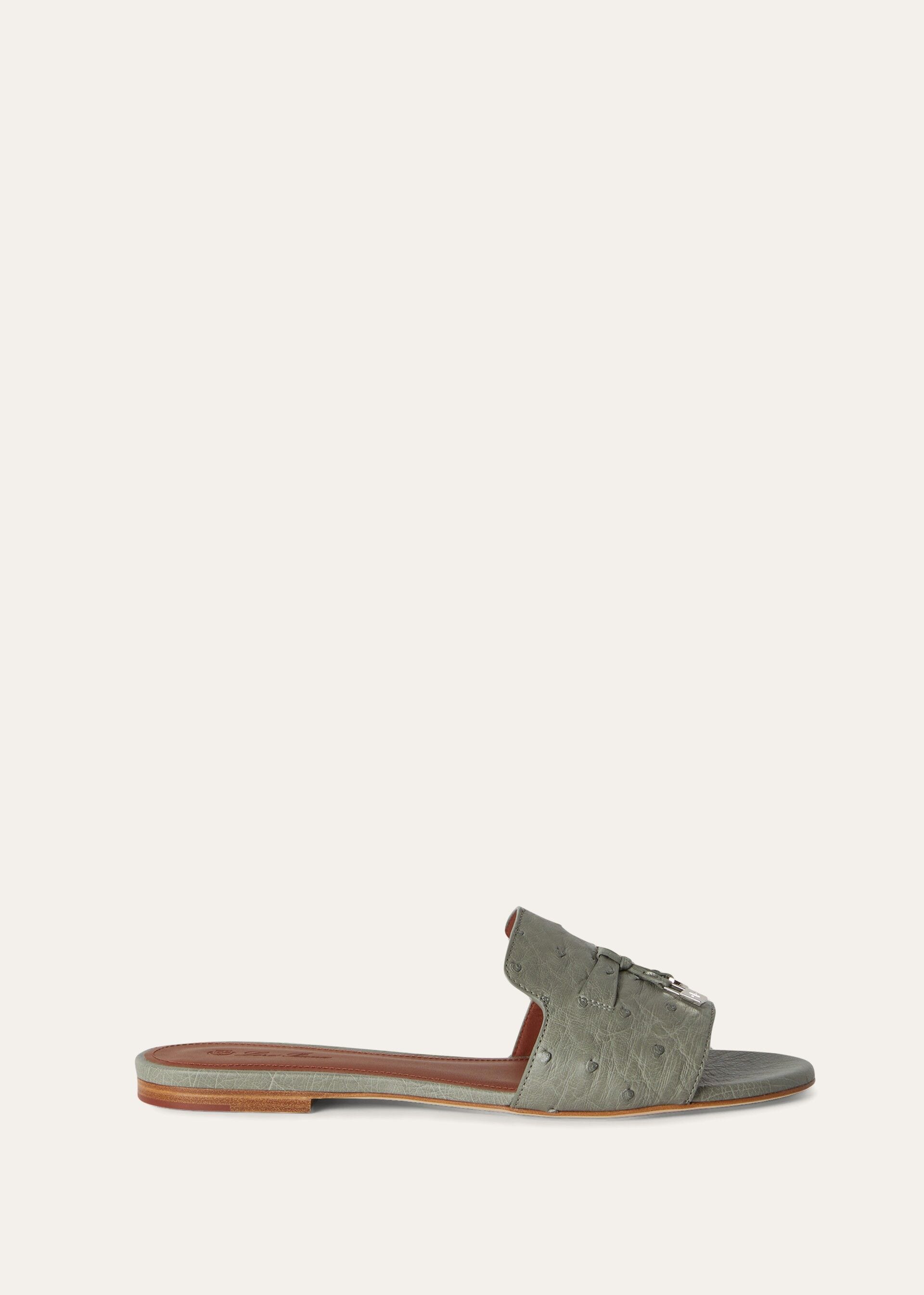 SUMMER CHARMS FLAT MULE OSTRICH