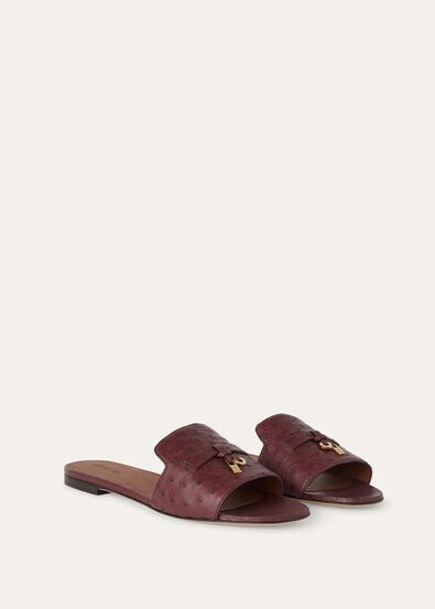 SUMMER CHARMS FLAT MULE OSTRICH