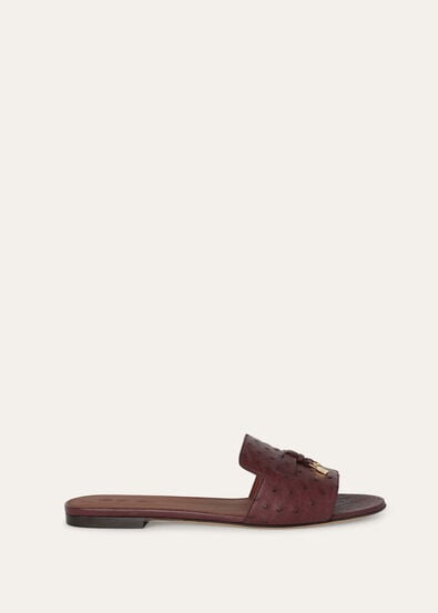 SUMMER CHARMS FLAT MULE OSTRICH