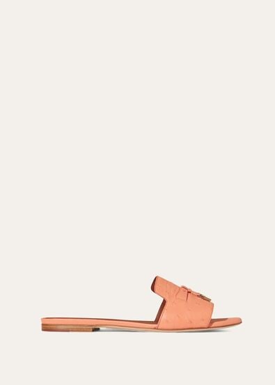 SUMMER CHARMS FLAT MULE OSTRICH