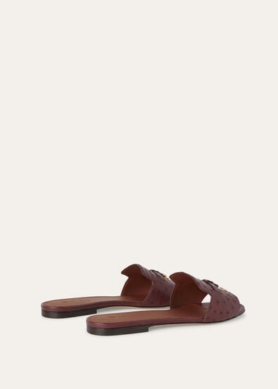 SUMMER CHARMS FLAT MULE OSTRICH