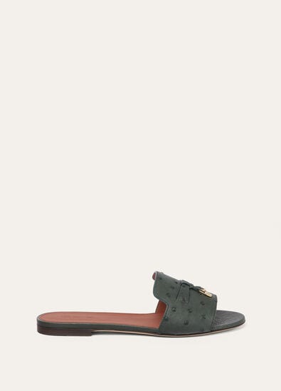 SUMMER CHARMS FLAT MULE OSTRICH