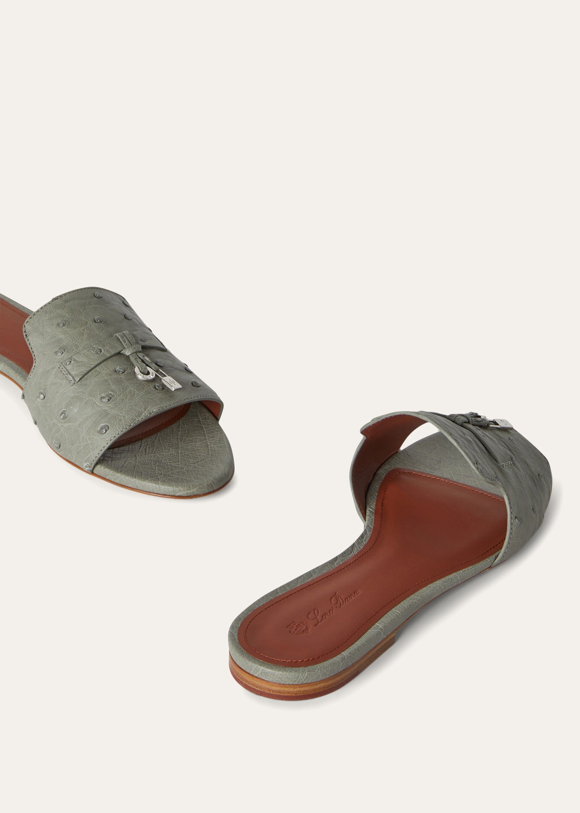 SUMMER CHARMS FLAT MULE OSTRICH