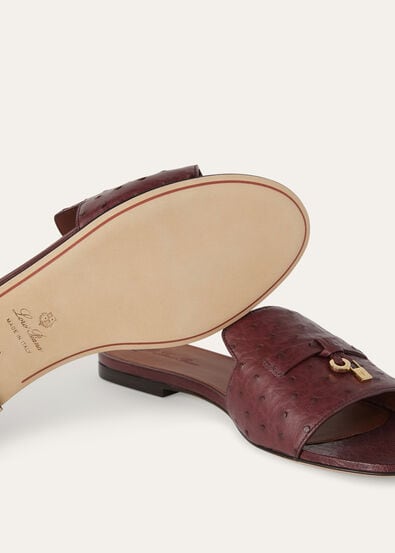 SUMMER CHARMS FLAT MULE OSTRICH