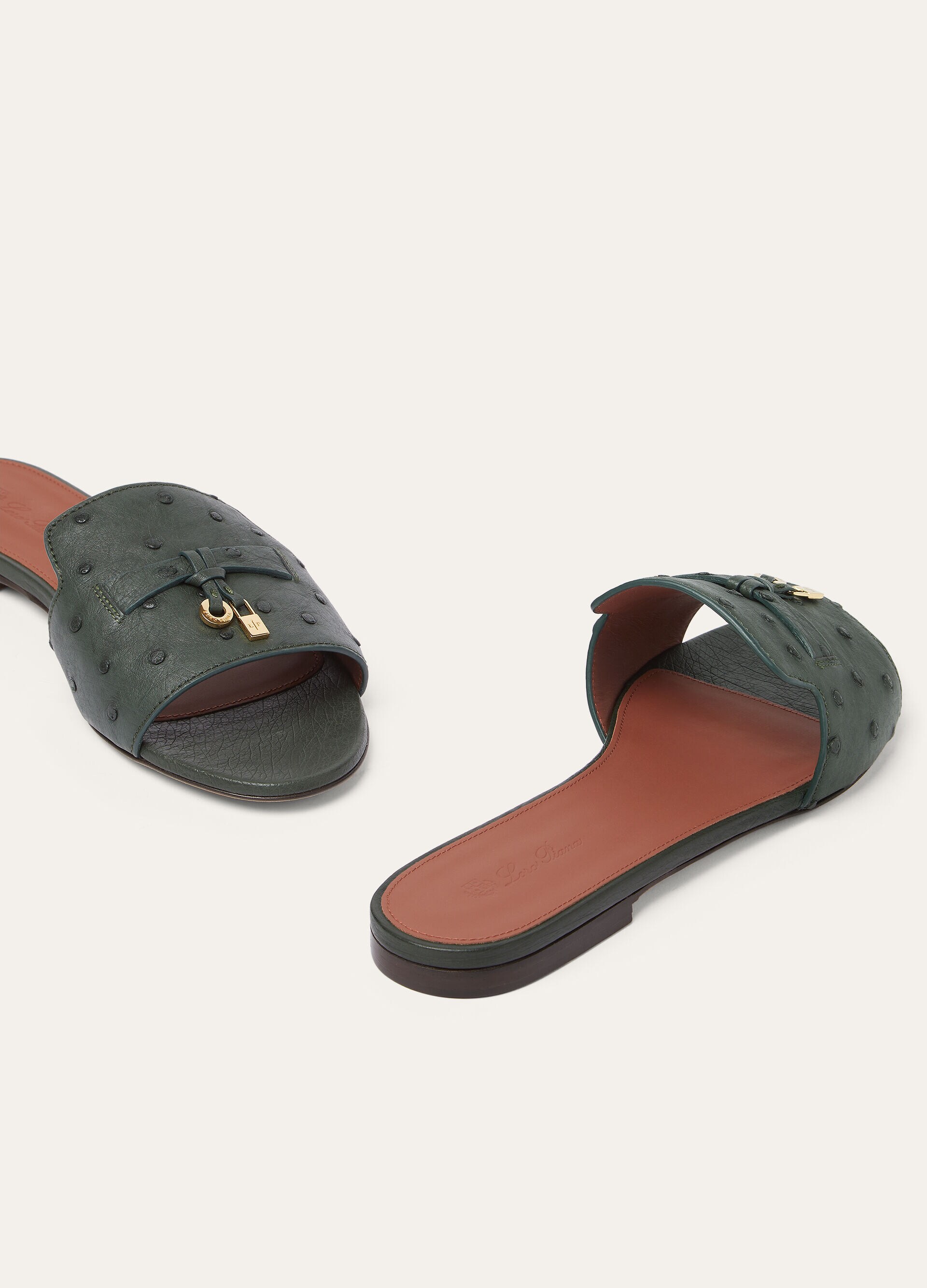 SUMMER CHARMS FLAT MULE OSTRICH