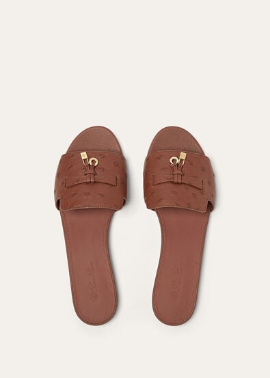 SUMMER CHARMS FLAT MULE OSTRICH