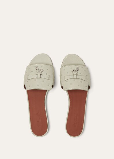 SUMMER CHARMS FLAT MULE OSTRICH