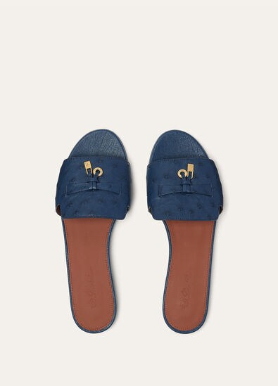 SUMMER CHARMS FLAT MULE OSTRICH