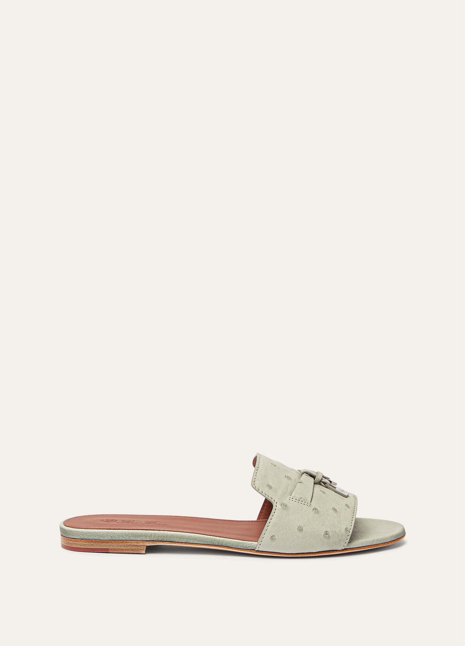 SUMMER CHARMS FLAT MULE OSTRICH