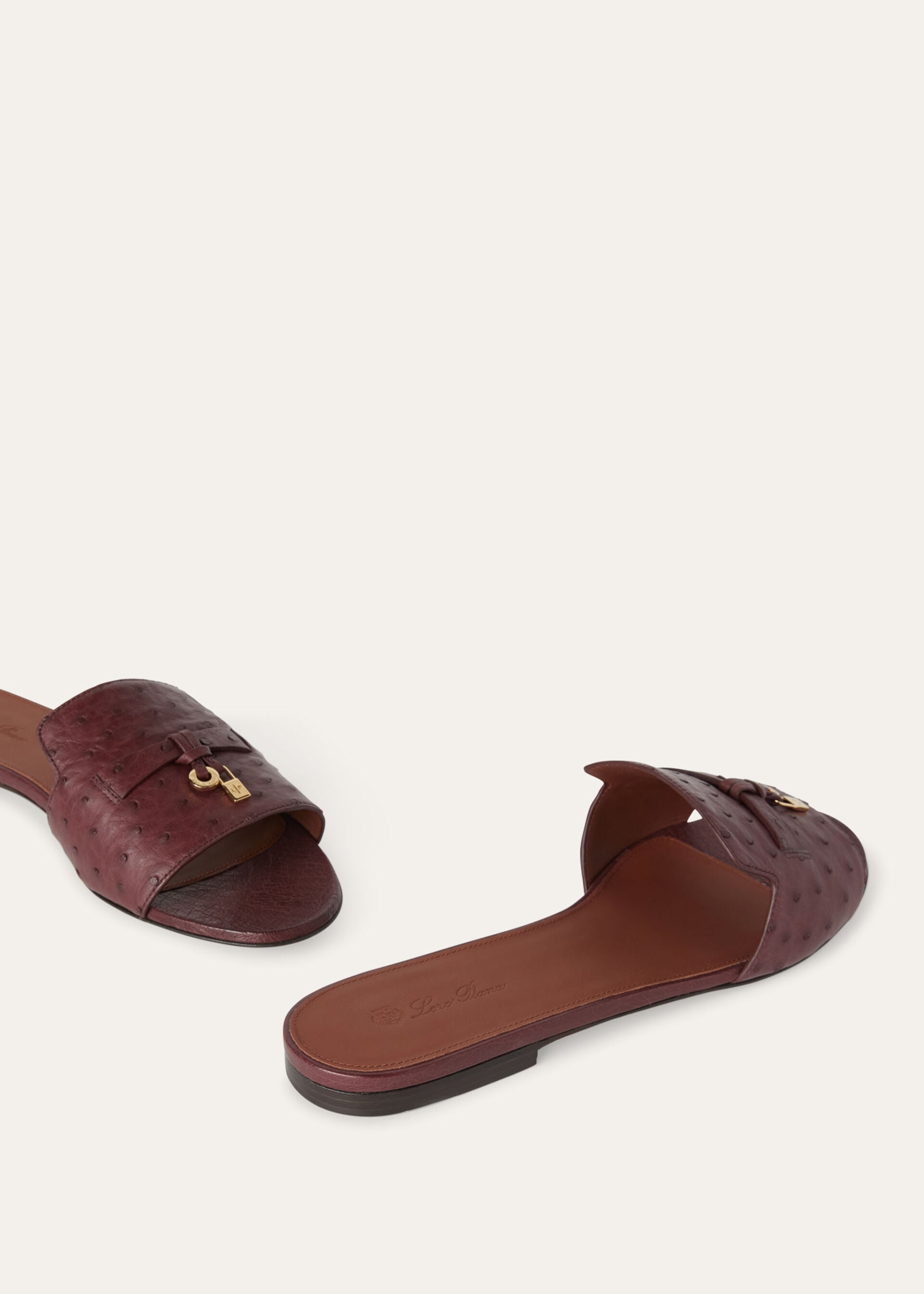 SUMMER CHARMS FLAT MULE OSTRICH