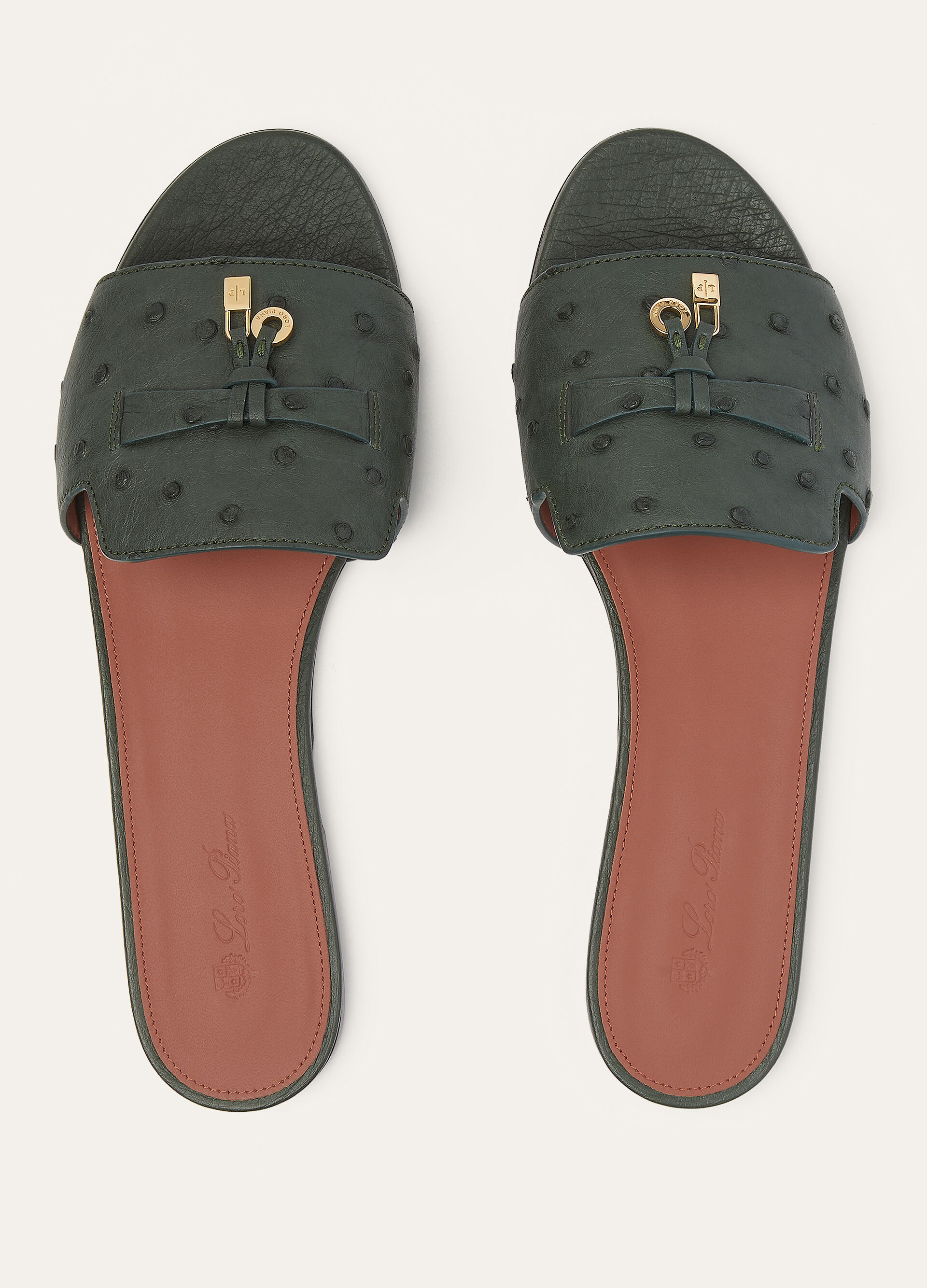 SUMMER CHARMS FLAT MULE OSTRICH