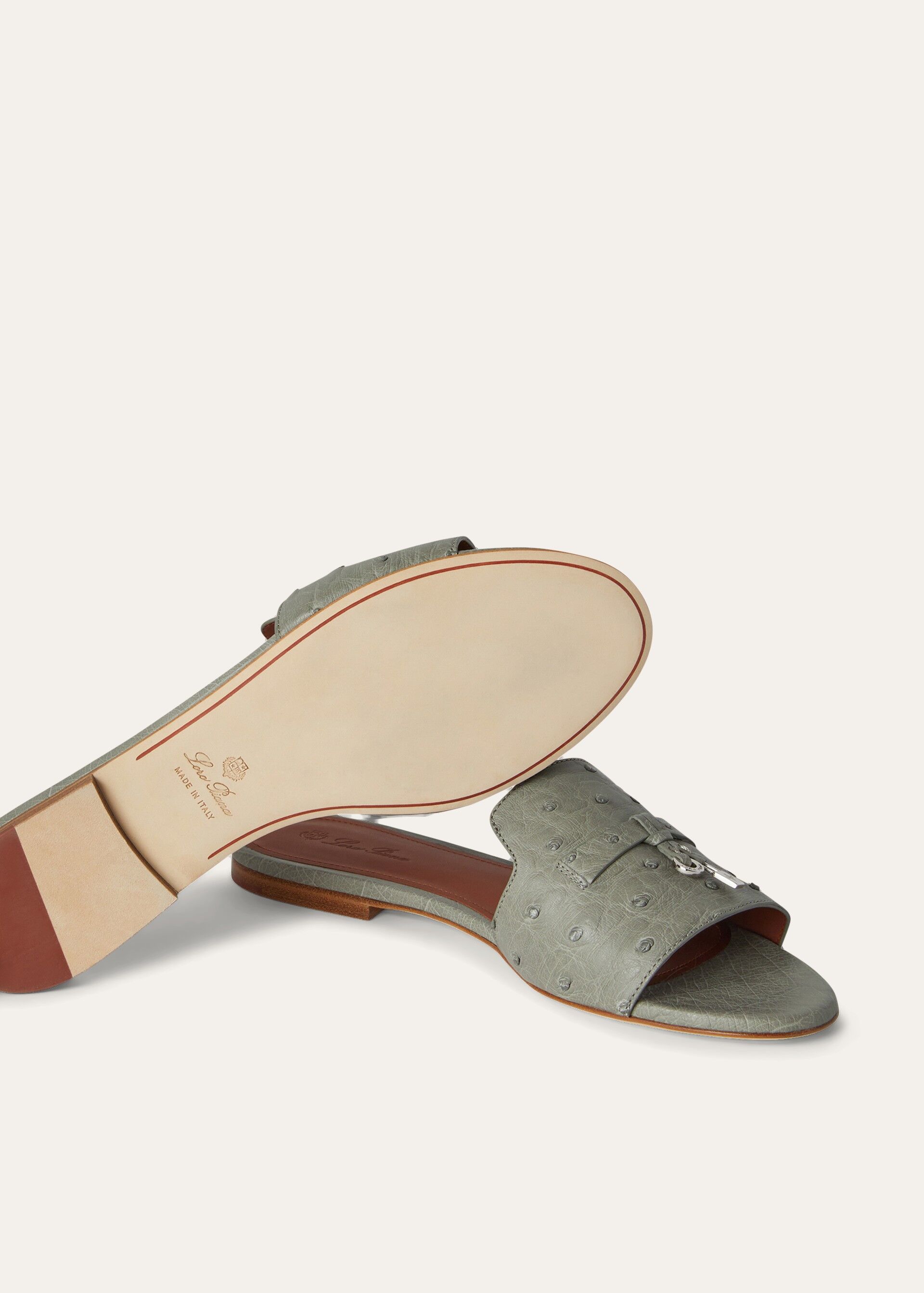 SUMMER CHARMS FLAT MULE OSTRICH