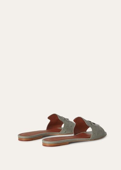 SUMMER CHARMS FLAT MULE OSTRICH