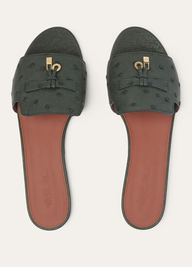 SUMMER CHARMS FLAT MULE OSTRICH